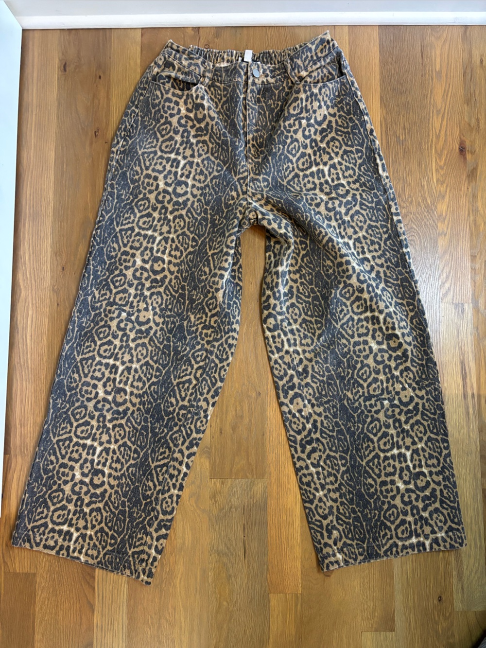 Gilli Leopard Print Wide Leg Pants - Brown and Black